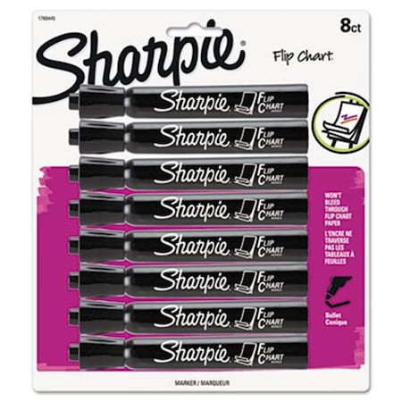 Sharpie 1760445 Flip Chart Marker  Bullet Tip  Black  8 Per Card
